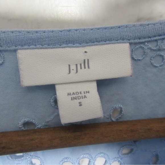 J. Jill Eyelet Bell Sleeve Tunic Top Blue | Size Small - Picture 7 of 16